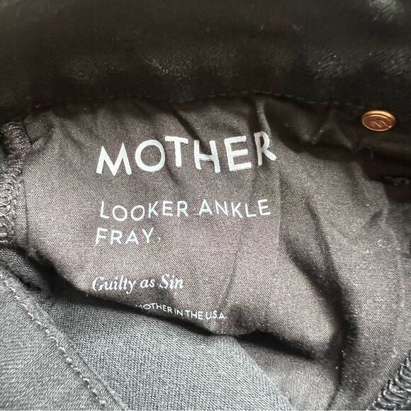 Mother Jeans The Looker Ankle Fray Guilty as Sin Black Color Size 27 - Picture 14 of 15